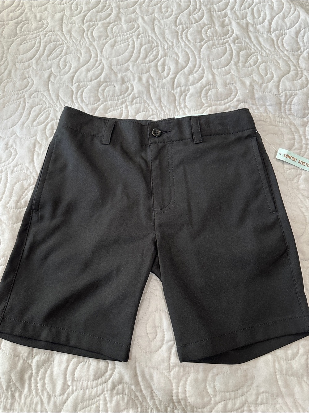 Classic Club (Dillard’s) Black Kids Comfort-Stretch Flat-Front Shorts- Size 10